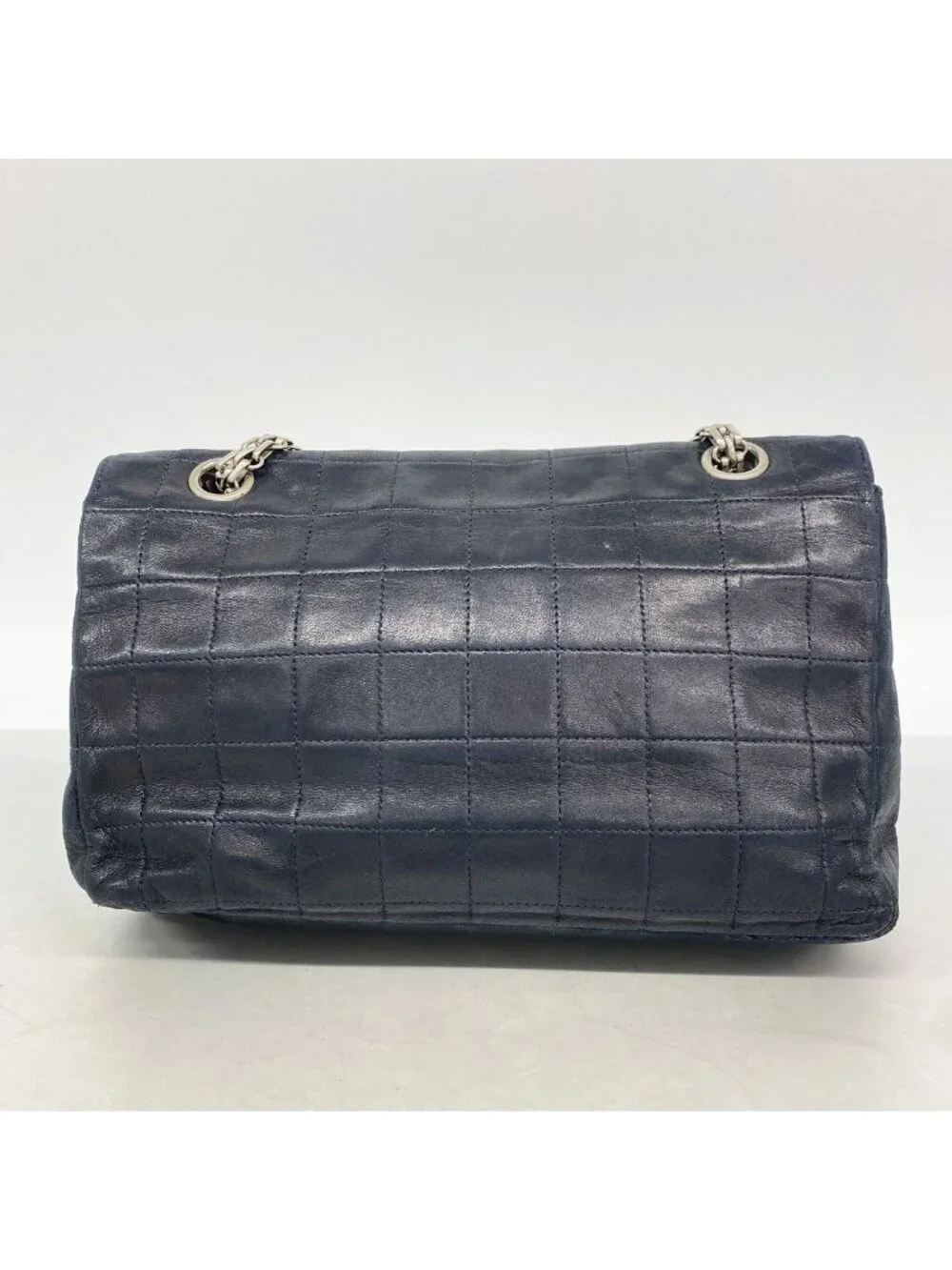 Chanel Shoulder Bag 2.55 Choco Bar Lambskin Black Silver